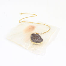 Load image into Gallery viewer, Agate crystal druzy pendant on 18&quot; chain | ASH&amp;STONE Crystal Jewellery Shop Auckland NZ

