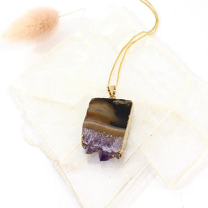 Amethyst crystal pendant with 20" chain | ASH&STONE Crystals Shop Auckland NZ