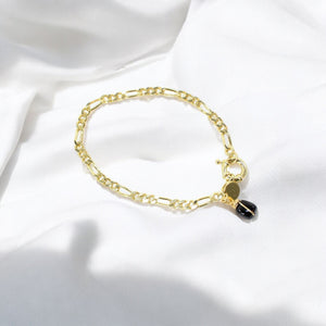 Bespoke NZ-made black tourmaline crystal bracelet | 14K gold-plated sterling silver chain