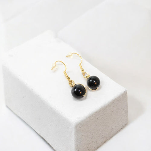 NZ-made bespoke black tourmaline crystal earrings | ASH&STONE Crystal Jewellery Shop Auckland NZ