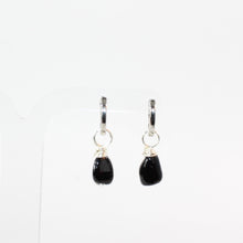 Load image into Gallery viewer, NZ-made black tourmaline crystal huggie earrings | ASH&amp;STONE Crystal Jewellery Shop Auckland NZ
