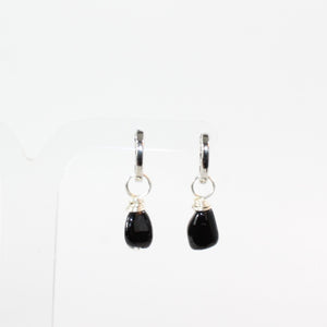 NZ-made black tourmaline crystal huggie earrings | ASH&STONE Crystal Jewellery Shop Auckland NZ