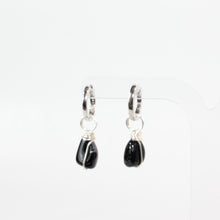 Load image into Gallery viewer, NZ-made black tourmaline crystal huggie earrings | ASH&amp;STONE Crystal Jewellery Shop Auckland NZ
