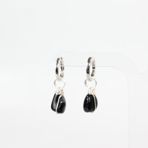 NZ-made black tourmaline crystal huggie earrings | ASH&STONE Crystal Jewellery Shop Auckland NZ