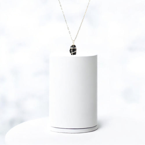 NZ-made black tourmaline crystal pendant necklace | ASH&STONE Crystal Jewellery Shop Auckland NZ