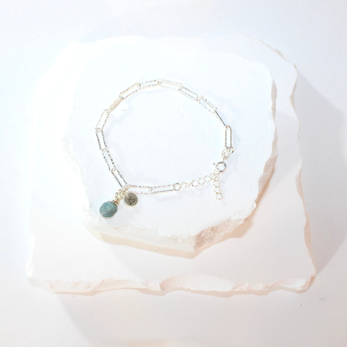 Blue apatite crystal sterling silver charm bracelet | ASH&STONE Crystal Jewellery Shop Auckland NZ