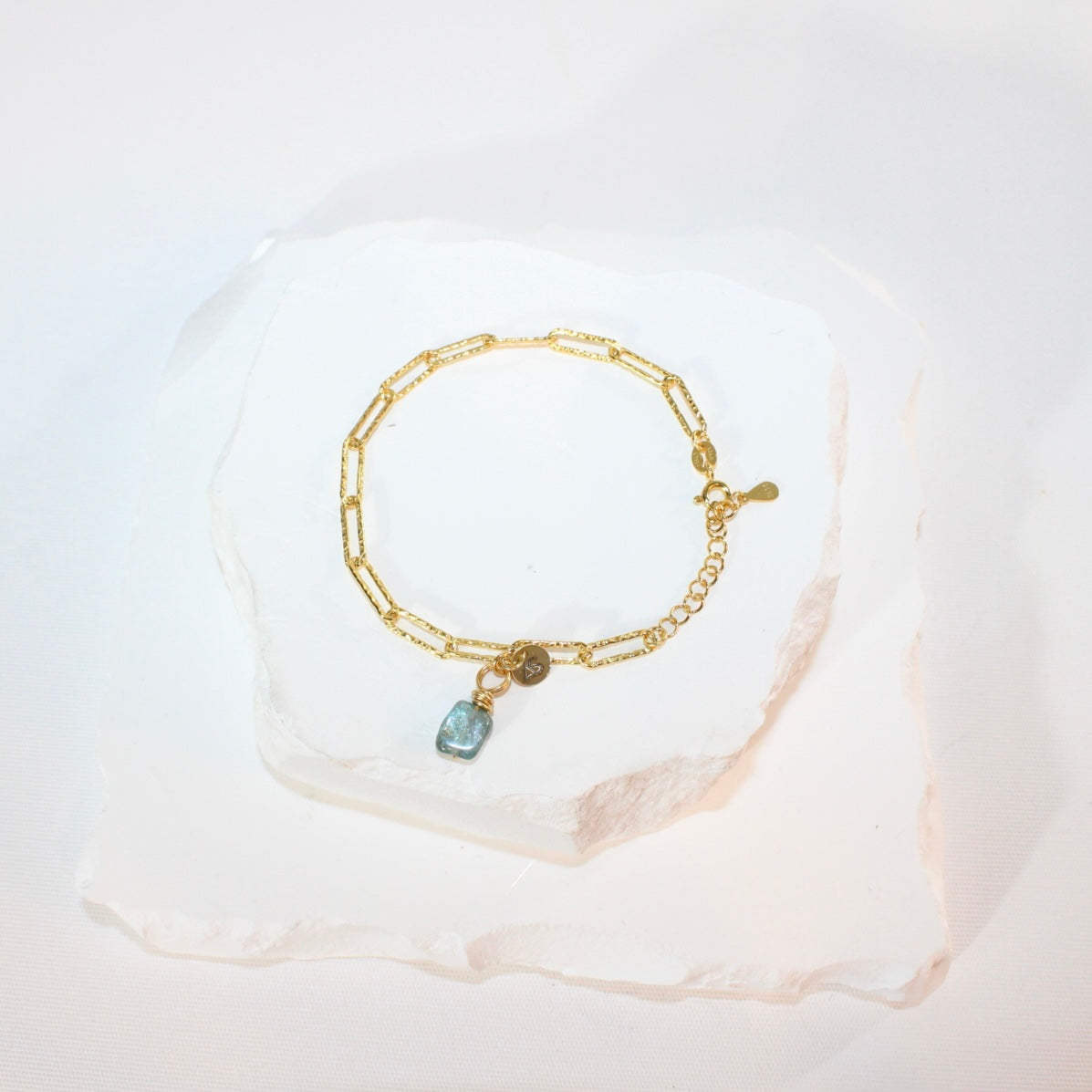 Blue apatite crystal charm bracelet | ASH&STONE Crystal Jewellery Shop Auckland NZ