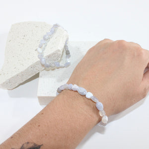 NZ-made blue lace agate crystal bracelet | ASH&STONE Crystal Jewellery Shop Auckland NZ