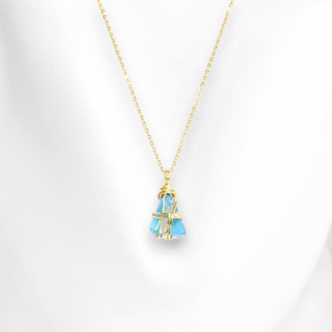 Bespoke NZ-made blue Swiss topaz crystal pendant necklace  | ASH&STONE Crystal Jewellery Shop Auckland NZ