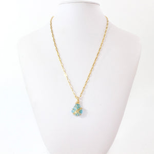 Bespoke NZ-made blue Swiss topaz crystal pendant necklace | ASH&STONE Crystal Shop Auckland NZ