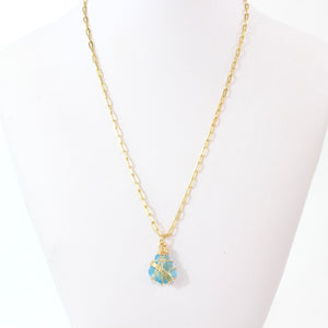 Bespoke NZ-made blue Swiss topaz crystal pendant necklace | ASH&STONE Crystal Shop Auckland NZ