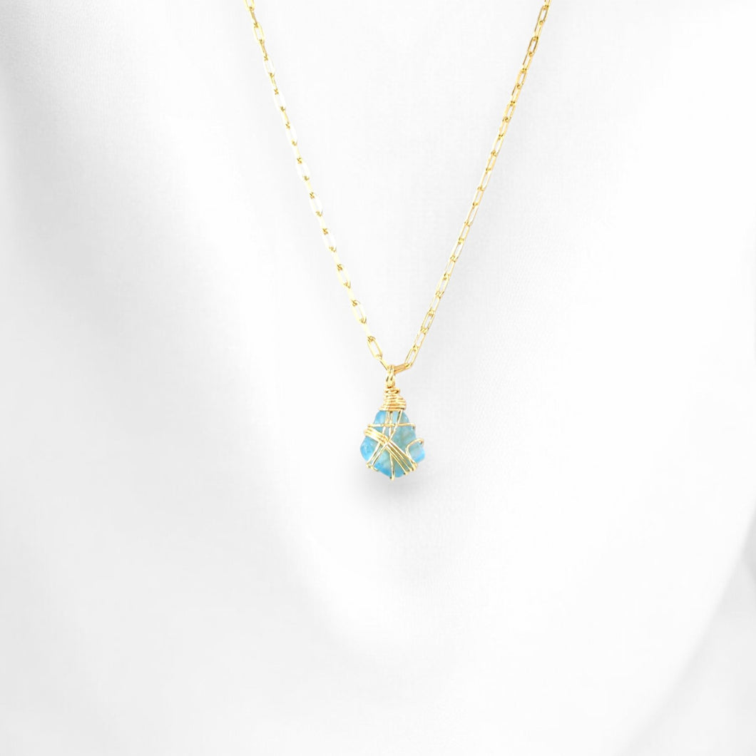 Bespoke NZ-made blue Swiss topaz crystal pendant necklace | ASH&STONE Crystal Shop Auckland NZ