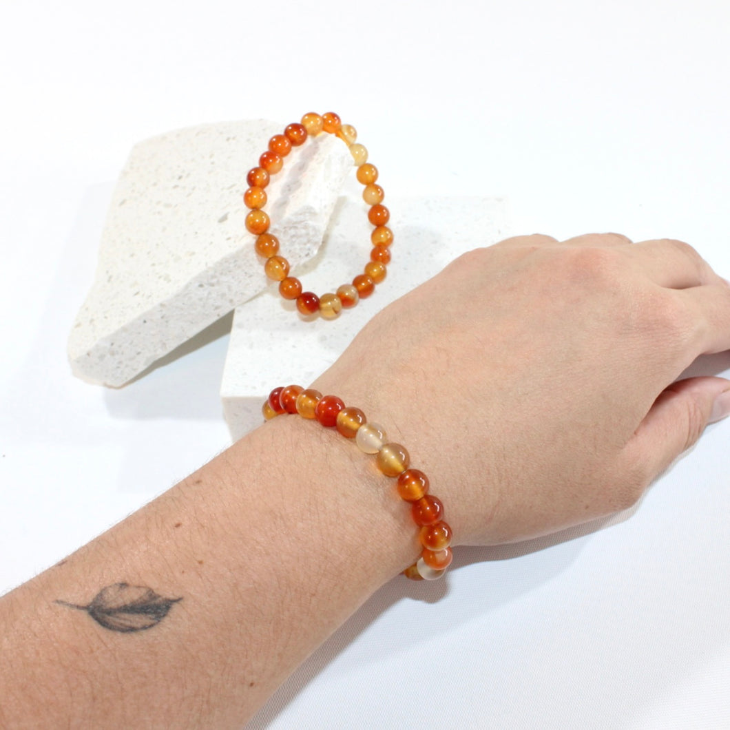 NZ-made carnelian crystal bracelet 8mm | | ASH&STONE Crystal Jewellery Shop Auckland NZ