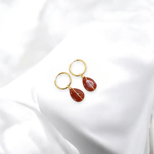 NZ-made carnelian crystal huggie earrings | ASH&STONE Crystal Jewellery Shop Auckland NZ