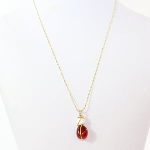 NZ-made carnelian crystal & freshwater pearl pendant necklace | ASH&STONE Crystal Jewellery Shop Auckland NZ
