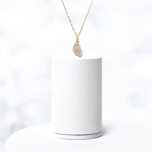 Bespoke NZ-made celestite crystal pendant necklace | ASH&STONE Crystal Jewellery Shop Auckland NZ