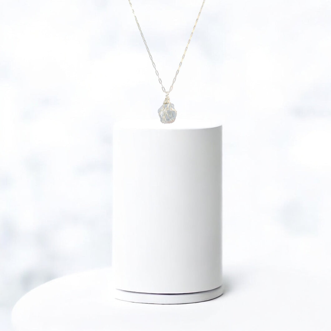 Bespoke NZ-made celestite crystal pendant necklace | ASH&STONE Crystal Jewellery Shop Auckland NZ