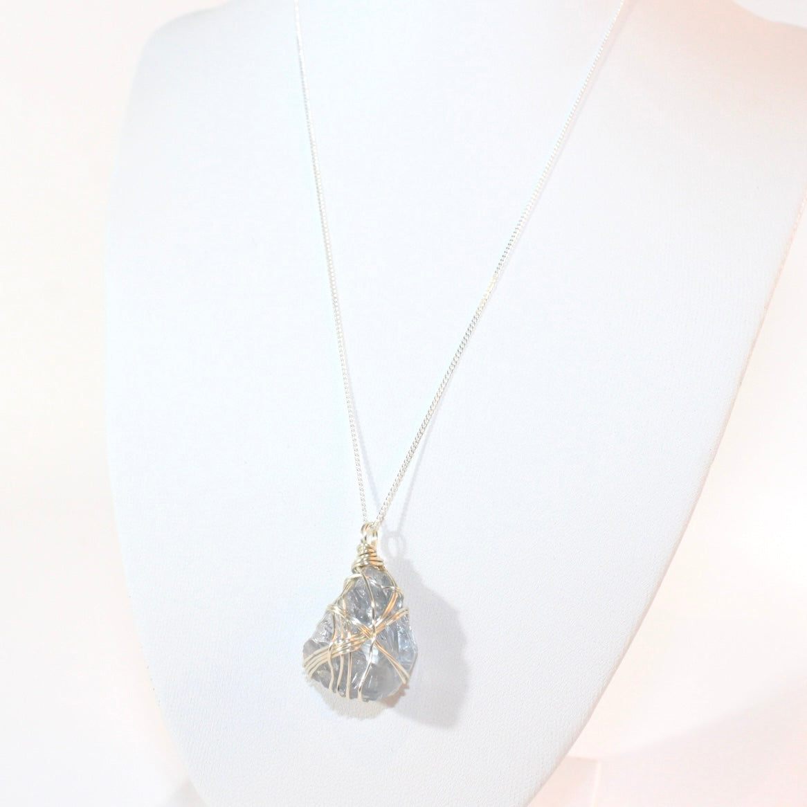 Celestite crystal pendant necklace | ASH&STONE Crystal Jewellery Shop Auckland NZ
