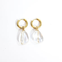 Load image into Gallery viewer, NZ-made clear quartz crystal huggie earrings  | ASH&amp;STONE Crystals Shop Auckland NZ
