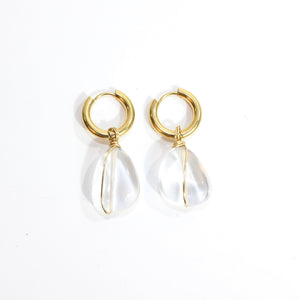 NZ-made clear quartz crystal huggie earrings  | ASH&STONE Crystals Shop Auckland NZ