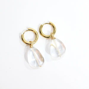 NZ-made clear quartz crystal huggie earrings  | ASH&STONE Crystals Shop Auckland NZ