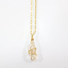 Load image into Gallery viewer, NZ-made clear quartz crystal pendant necklace | 24k gold-plated sterling silver chain
