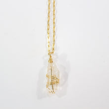 Load image into Gallery viewer, NZ-made clear quartz crystal pendant necklace | 24k gold-plated sterling silver chain
