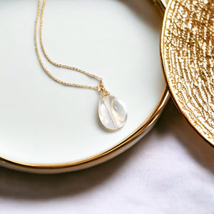 NZ-made clear quartz crystal pendant with 18" chain  | ASH&STONE Crystal Jewellery Shop Auckland NZ