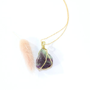 Bespoke NZ-made fluorite crystal pendant with 18" chain | ASH&STONE Crystals Shop Auckland NZ