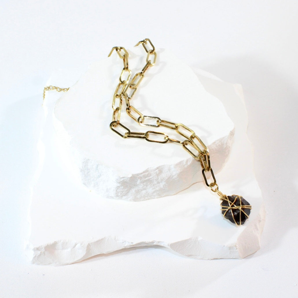 NZ-made almandine garnet crystal pendant necklace | ASH&STONE Crystal Jewellery Shop Auckland NZ