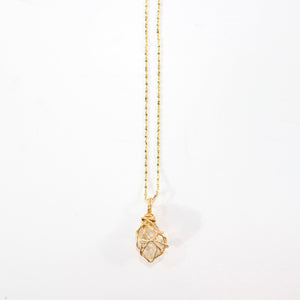 Bespoke NZ-made golden enhydro (extremely rare) crystal pendant necklace | ASH&STONE Crystal Jewellery Shop Auckland NZ