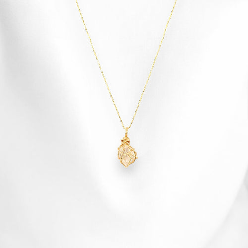 Bespoke NZ-made golden enhydro (extremely rare) crystal pendant necklace | ASH&STONE Crystal Jewellery Shop Auckland NZ