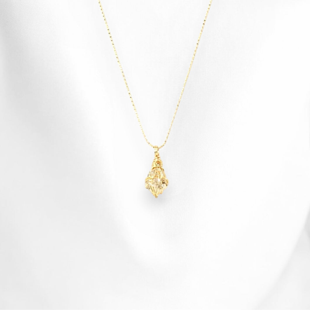 Bespoke NZ-made golden enhydro (extremely rare) crystal pendant necklace | ASH&STONE Crystal Jewellery Shop Auckland NZ