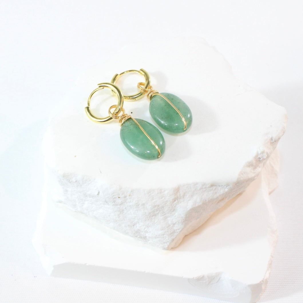 Green aventurine crystal earrings | ASH&STONE Crystal Jewellery Shop Auckland NZ