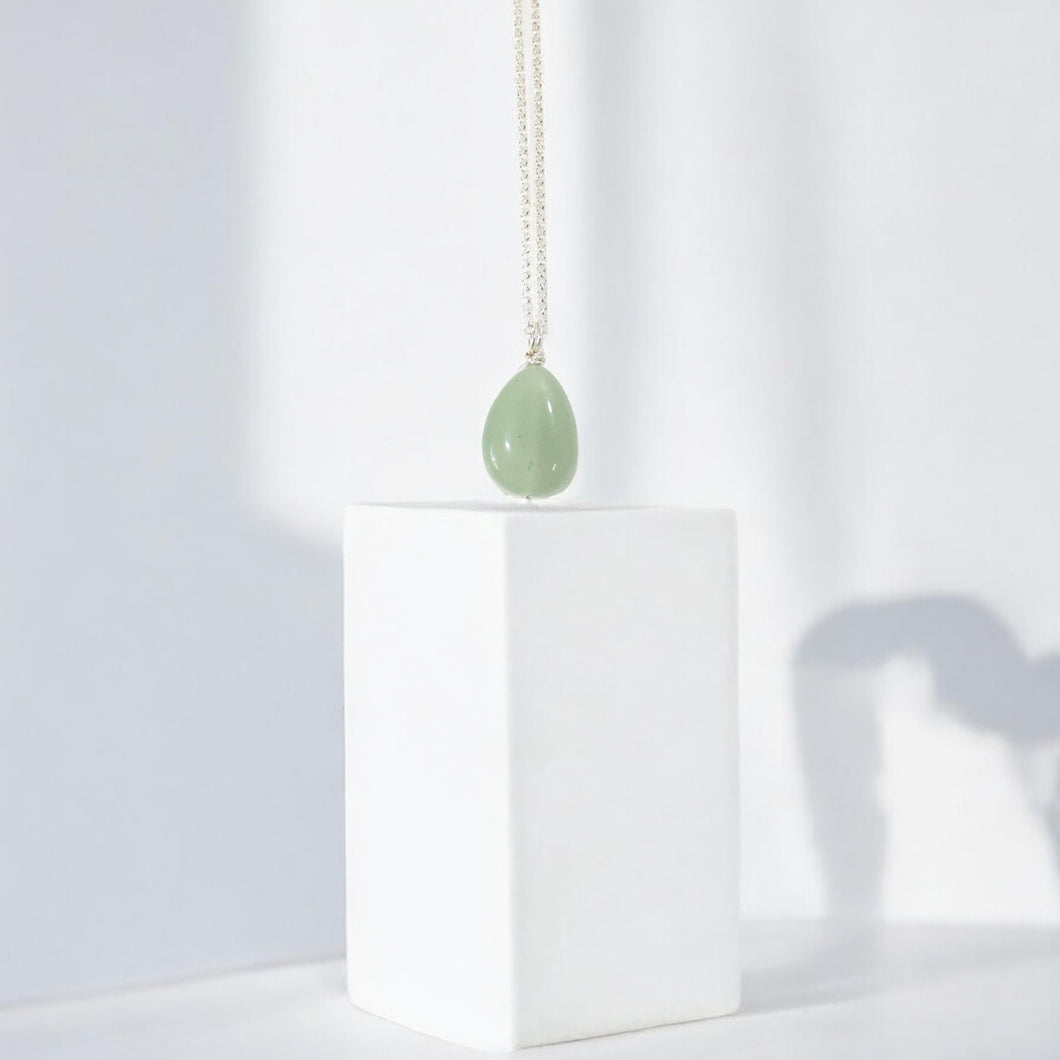 NZ-made green aventurine crystal pendant sterling silver chain | ASH&STONE Crystal Jewellery Shop Auckland NZ