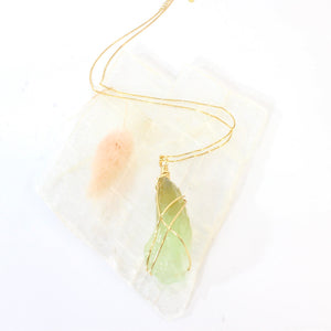 NZ-made bespoke green calcite crystal pendant with 18" chain | ASH&STONE Crystals Shop Auckland NZ