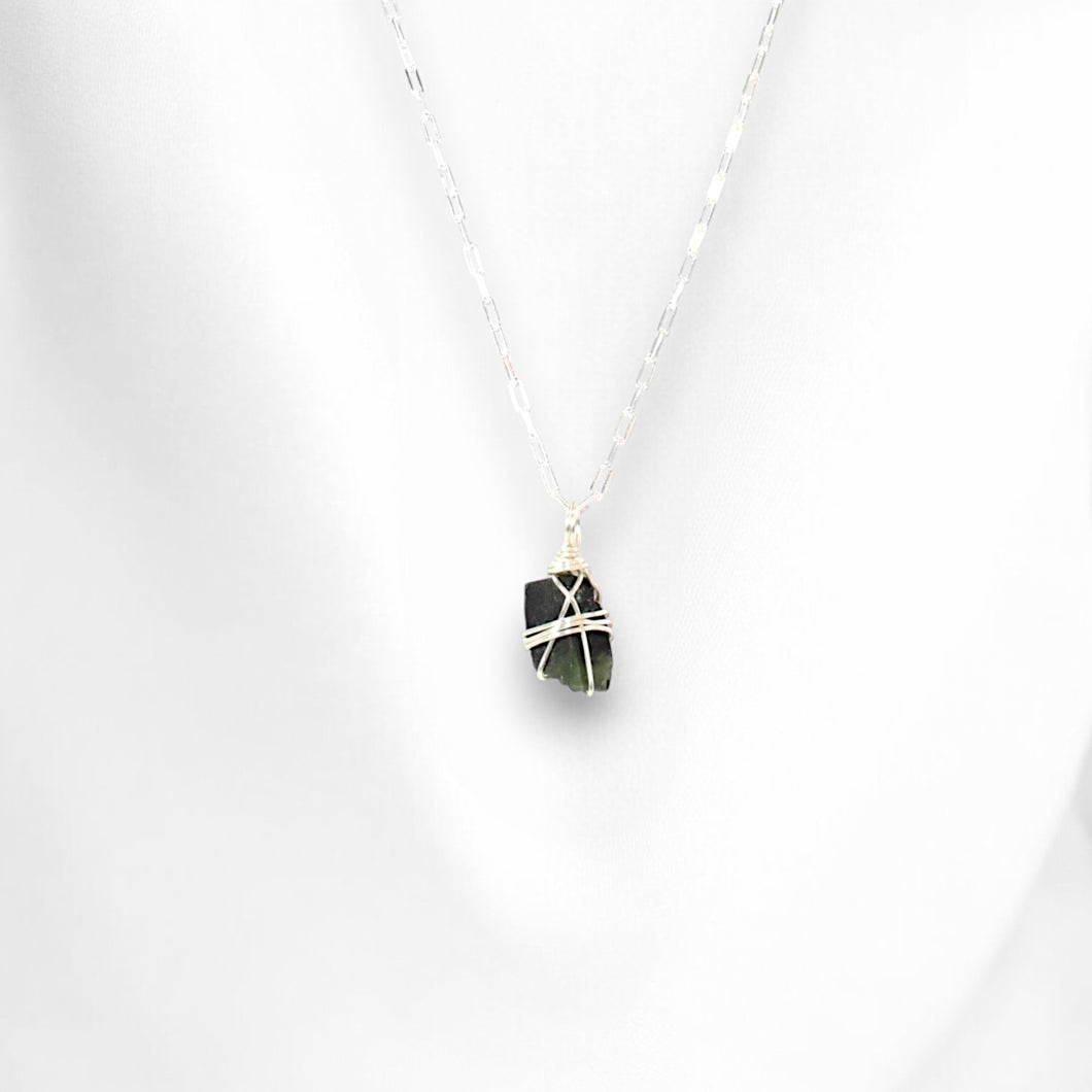 Green tourmaline crystal pendant necklace (rare) | ASH&STONE Crystal Jewellery Shop Auckland NZ