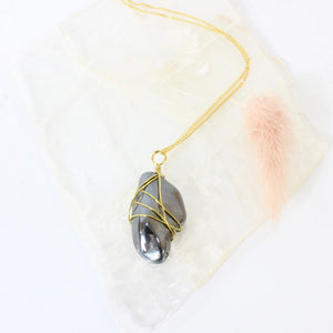 Bespoke NZ-made hematite crystal pendant with 18" chain | ASH&STONE Crystals Shop Auckland NZ