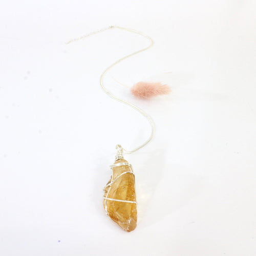 Bespoke NZ-made honey calcite crystal pendant with 20
