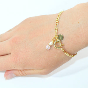 NZ-made natural pink kunzite & freshwater pearl crystal bracelet | ASH&STONE Crystal Jewellery Shop Auckland NZ