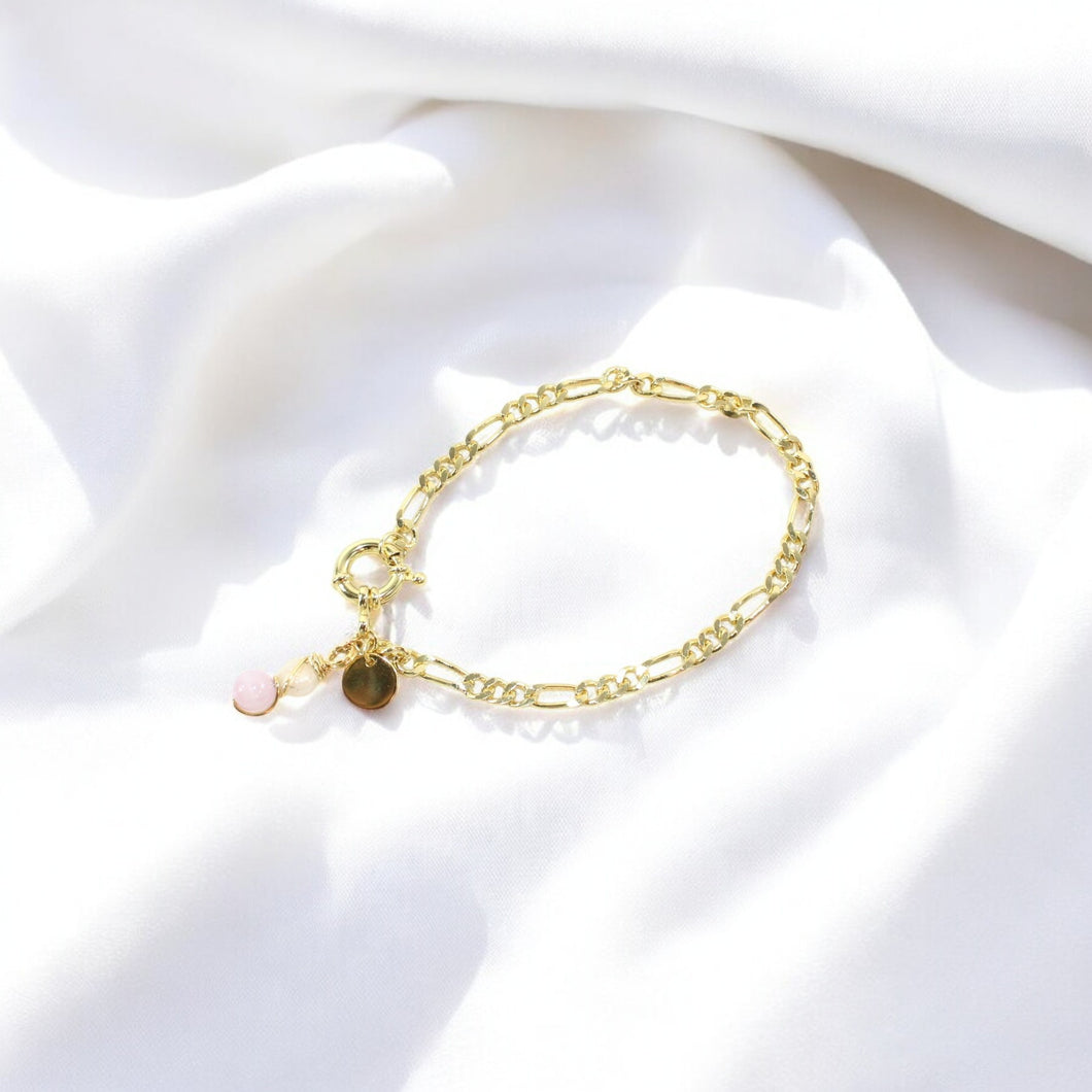 NZ-made natural pink kunzite & freshwater pearl crystal bracelet | ASH&STONE Crystal Jewellery Shop Auckland NZ