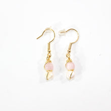 Load image into Gallery viewer, NZ-made natural pink kunzite &amp; freshwater pearl crystal earrings | ASH&amp;STONE Crystal Jewellery Shop Auckland NZ
