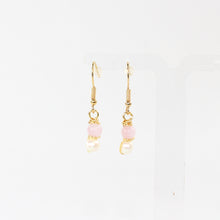 Load image into Gallery viewer, NZ-made natural pink kunzite &amp; freshwater pearl crystal earrings | ASH&amp;STONE Crystal Jewellery Shop Auckland NZ
