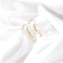 Load image into Gallery viewer, NZ-made natural pink kunzite &amp; freshwater pearl crystal earrings | ASH&amp;STONE Crystal Jewellery Shop Auckland NZ
