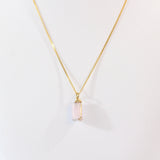 NZ-made natural pink kunzite crystal pendant: 24K gold-plated sterling silver chain | ASH&STONE Crystal Jewellery Shop Auckland NZ