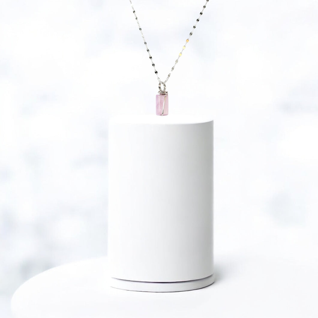 NZ-made natural pink kunzite crystal pendant necklace | ASH&STONE Crystal Jewellery Shop Auckland NZ