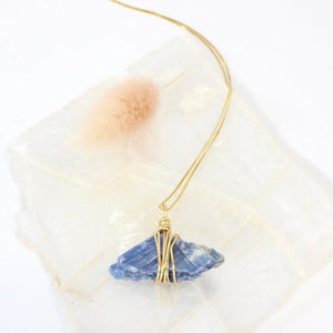 Bespoke NZ-made kyanite crystal pendant with 18" chain | ASH&STONE Crystal Jewellery Shop Auckland NZ