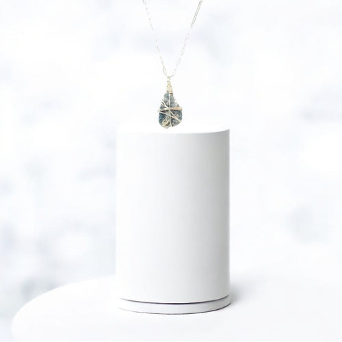 Bespoke NZ-made ocean blue kyanite crystal pendant necklace | ASH&STONE Crystal Jewellery Shop Auckland NZ