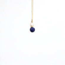 Load image into Gallery viewer, NZ-made lapis lazuli crystal &amp; freshwater pearl pendant with 16&quot; chain | ASH&amp;STONE Crystals Shop Auckland NZ
