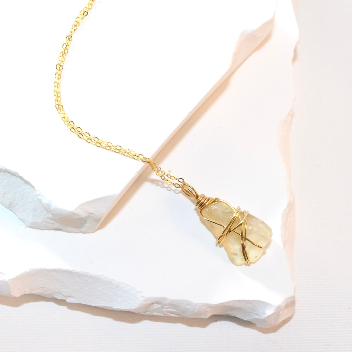 Bespoke NZ-made Libyan desert glass crystal pendant necklace | ASH&STONE Crystal Jewellery Shop Auckland NZ